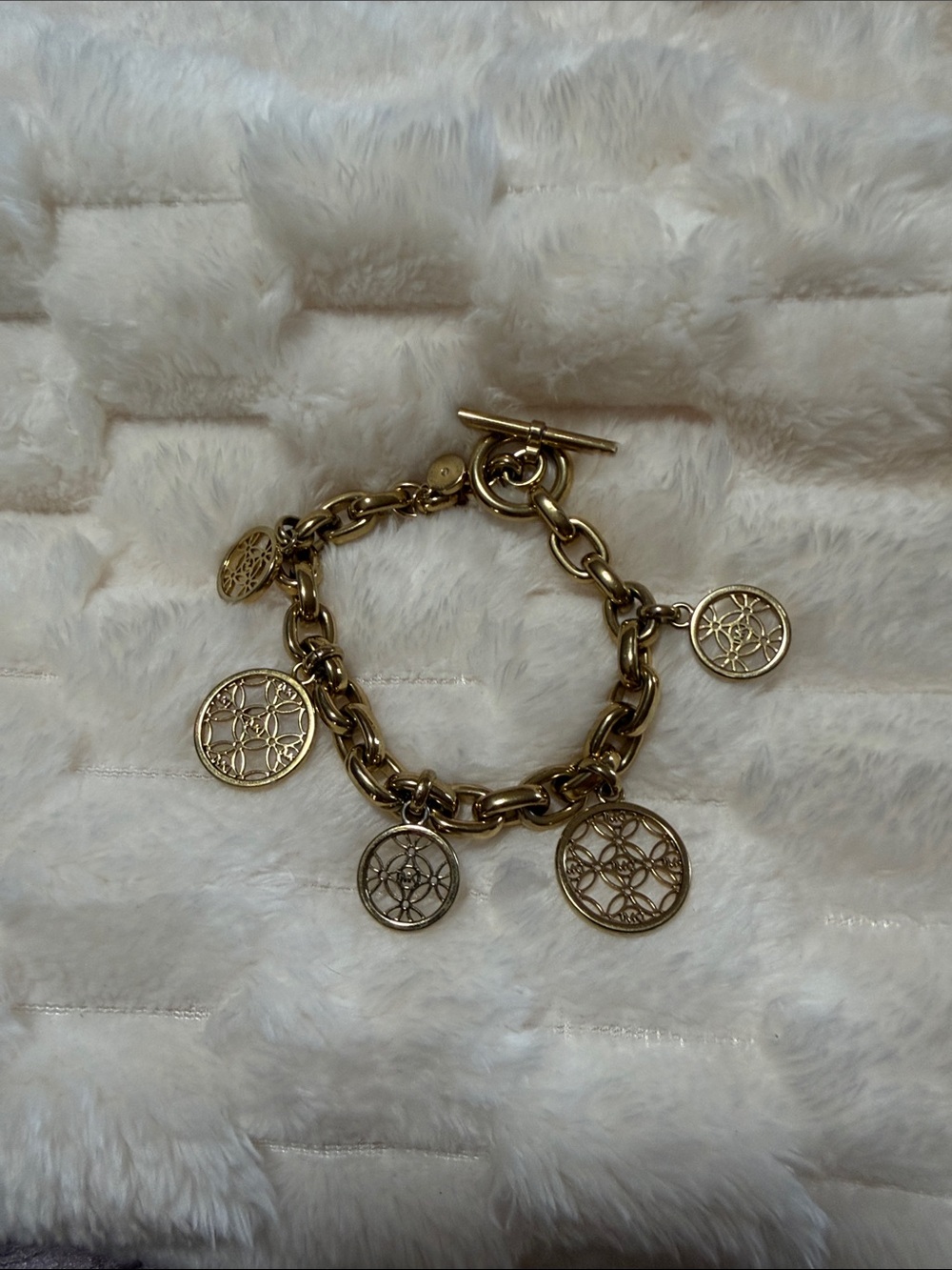 Michael Kors Gold-Tone Charm Link Bracelet with Filigree Medallions